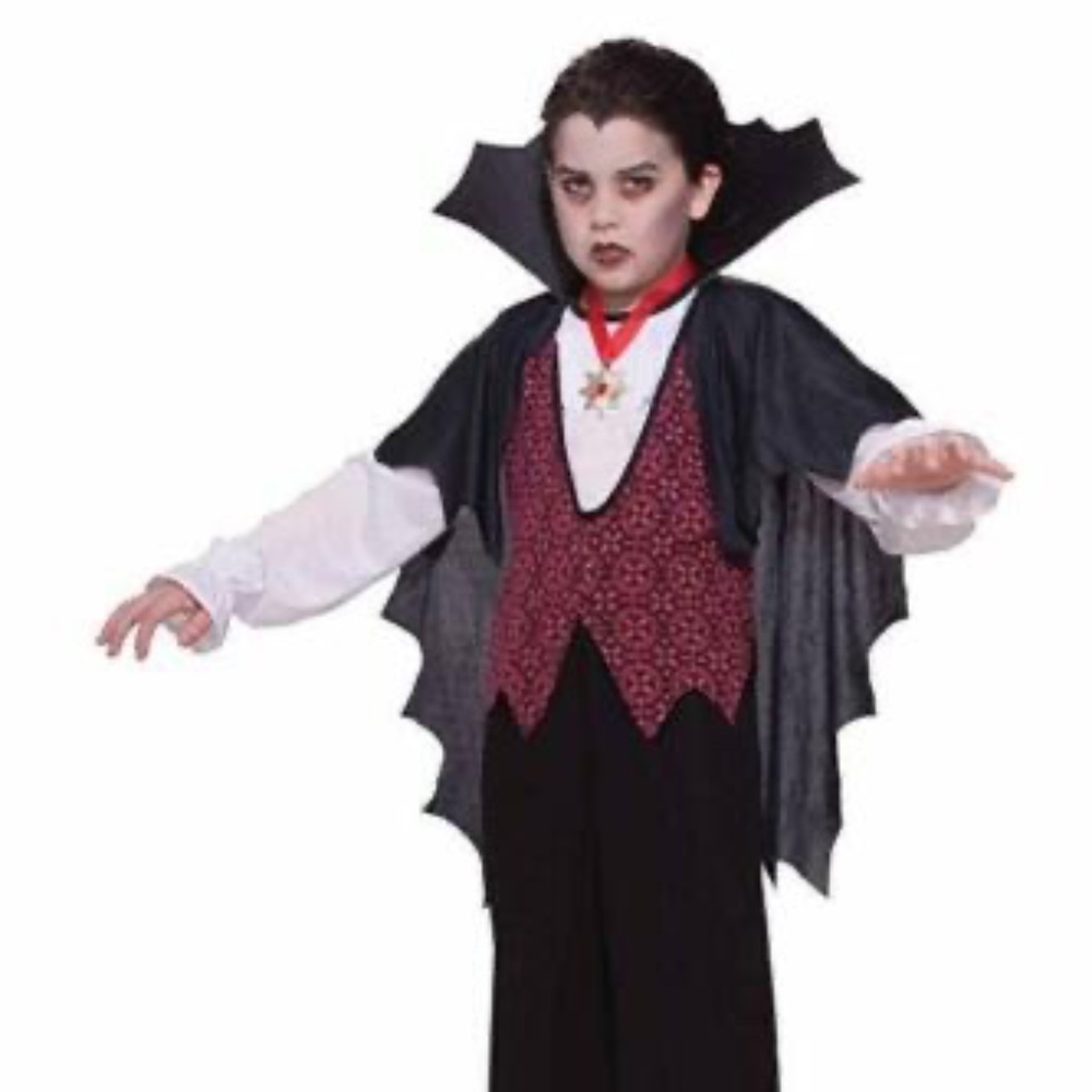Vampire Costume Boys Large 10-12 Classic Vampire Halloween Costume Rubie's NIP
